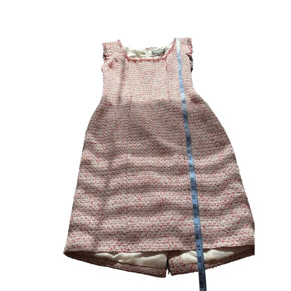 Theia Pink White Tweed Twee Fringe Coquette Knee Length Sheath Dress Size 6 - Picture 10 of 10